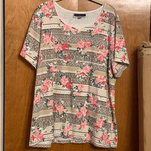 Karen Scott pink floral print top, size 3X